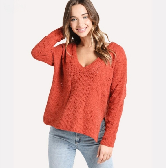 NWT Cupcakes And Cashmere Burnt Orange Pullover Loose Fit Maj Sweater - Picture 2 of 13